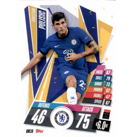 Christian Pulisic Chelsea CHE16 Match Attax Champions International 2020-21