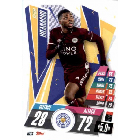 Kelechi Iheanacho Leicester City LEI16 Match Attax Champions International 2020-21