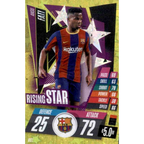 Topps Match Attax 2020/21 Ansu Fati Rising Star Card-Barcelone #RS1 Comme neuf 