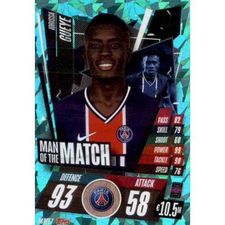 Idrissa Gueye Man Of The Match PSG MM17 Match Attax Champions International 2020-21