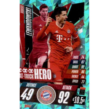 Robert Lewandowski Hat Trick Heroes Bayern Munchen HT3 Match Attax Champions International 2020-21