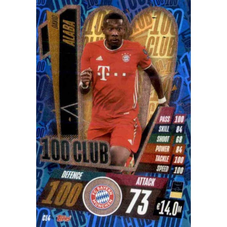 David Alaba 100 Club Bayern Munchen CL4 Match Attax Champions International 2020-21