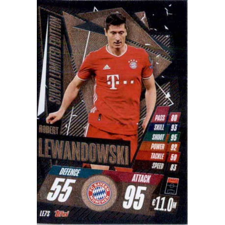 Robert Lewandowski Limited Edition Silver Bayern Munchen LE7S Match Attax Champions International 2020-21
