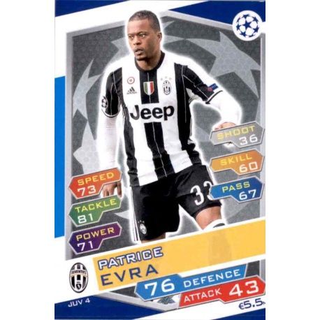 Patrice Evra Juventus JUV4 Match Attax Champions 2016-17