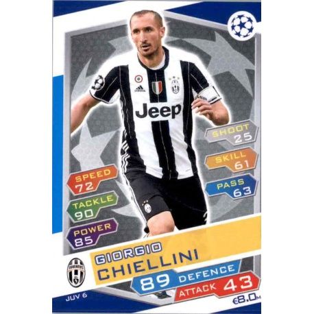 Giorgio Chiellini Juventus JUV6 Match Attax Champions 2016-17