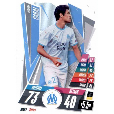 Hiroki Sakai Olympique Marsella MAR7 Match Attax Champions International 2020-21