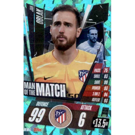 Jan Oblak Man Of The Match Atlético Madrid MM4 Match Attax Champions International 2020-21