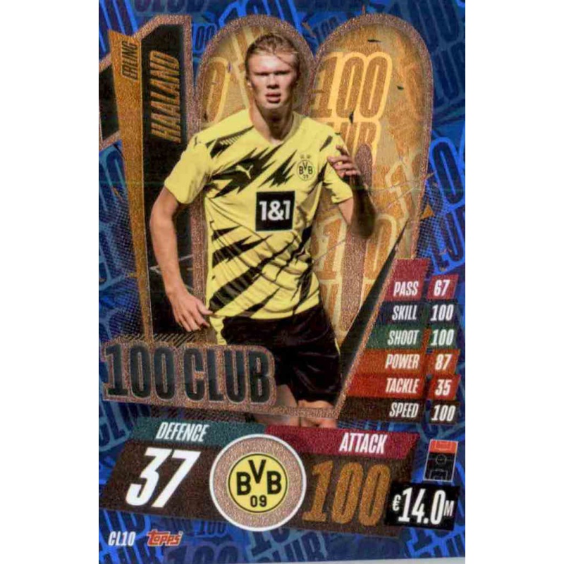Toops Champions League MATCH ATTAX 2020/21 Erling Haaland 100 CLUB NO CL10
