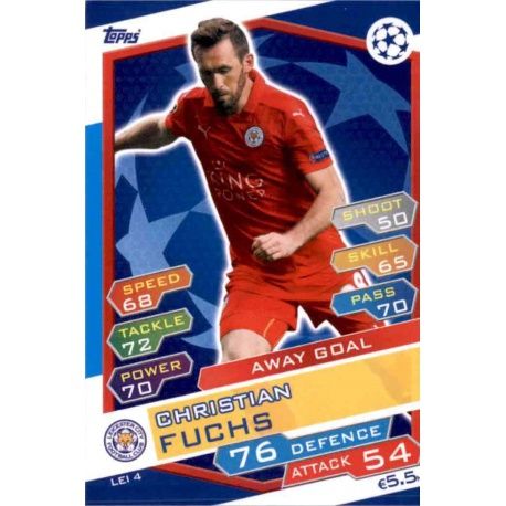 Christian Fuchs Away Goal LEI4 Match Attax Champions 2016-17