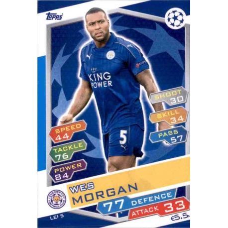 Wes Morgan Leicester City LEI5 Match Attax Champions 2016-17