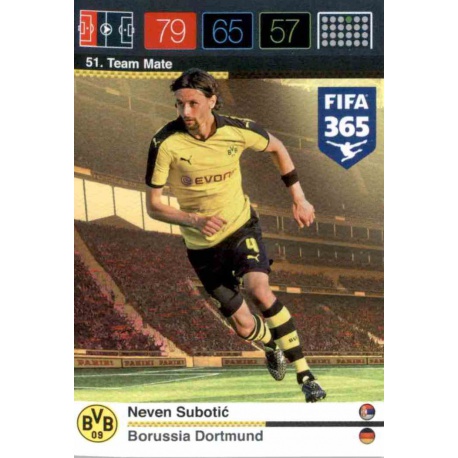 Neven Subotić Borussia Dortmund 51 FIFA 365 Adrenalyn XL 2015-16