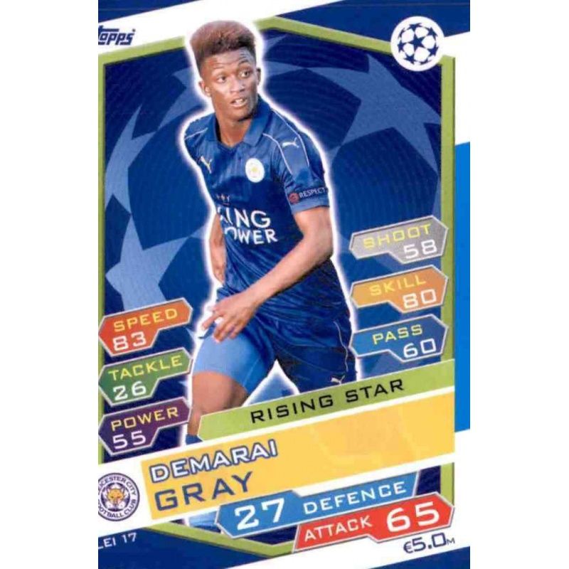 LEI3 JAMIE VARDY ENGLAND LEICESTER CITY.FC STICKER CHAMPIONS LEAGUE 2017 TOPPS 