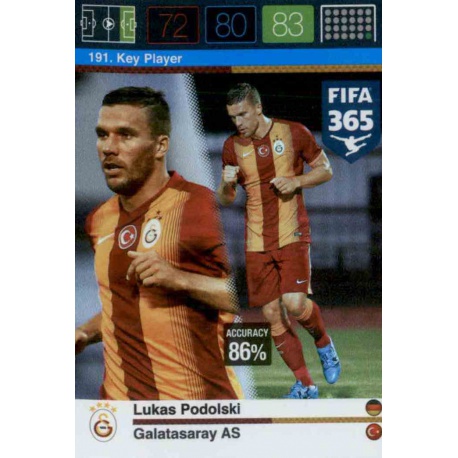 Lukas Podolski Key Player Galatasaray AS 191 FIFA 365 Adrenalyn XL 2015-16