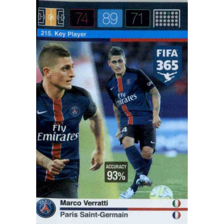 Marco Verratti Key Player Paris Saint-Germain 215 FIFA 365 Adrenalyn XL 2015-16