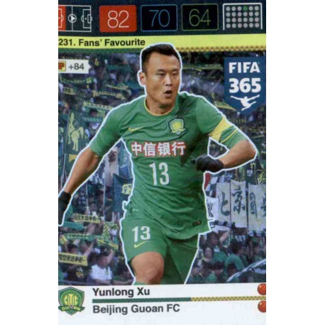 Yunlong Xu Fans Favourites Beijing Guoan 231 FIFA 365 Adrenalyn XL 2015-16