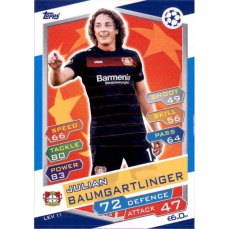 Julian Baumgartlinger Bayer 04 Leverkusen LEV11 Match Attax Champions 2016-17