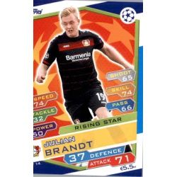 Julian Brandt Rising Star LEV14 Match Attax Champions 2016-17