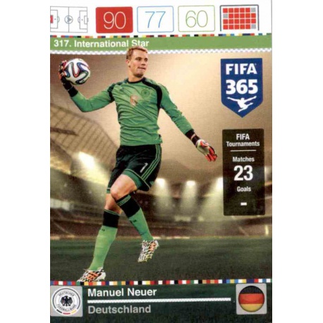 Manuel Neuer International Star Deutschland 317 FIFA 365 Adrenalyn XL 2015-16