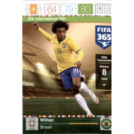 Willian International Star Brasil 339 FIFA 365 Adrenalyn XL 2015-16