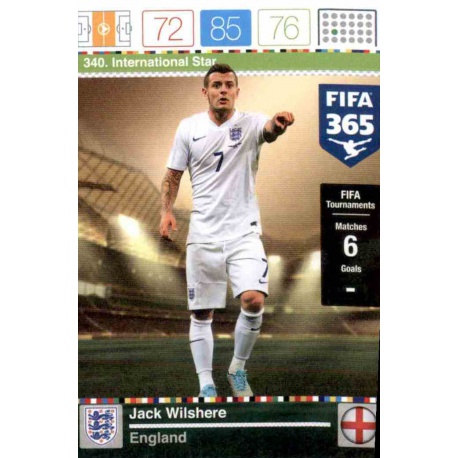 Jack Wilshere International Star England 340 FIFA 365 Adrenalyn XL 2015-16