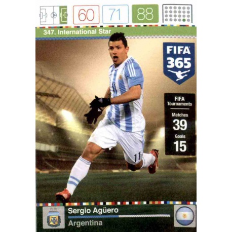 Sergio Agüero International Star Argentina 347 FIFA 365 Adrenalyn XL 2015-16