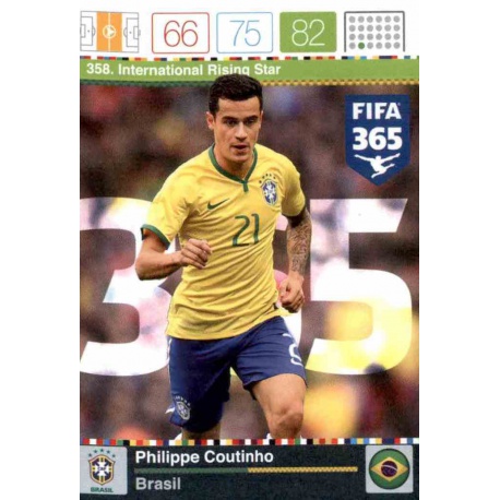 Philippe Coutinho International Rising Star Brasil 358 FIFA 365 Adrenalyn XL 2015-16