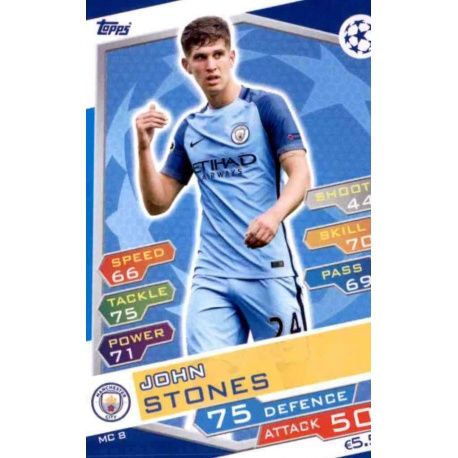 John Stones Manchester City MC8 Match Attax Champions 2016-17