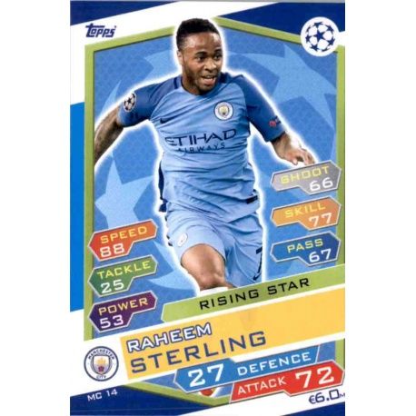 Raheem Sterling Rising Star MC14 Match Attax Champions 2016-17