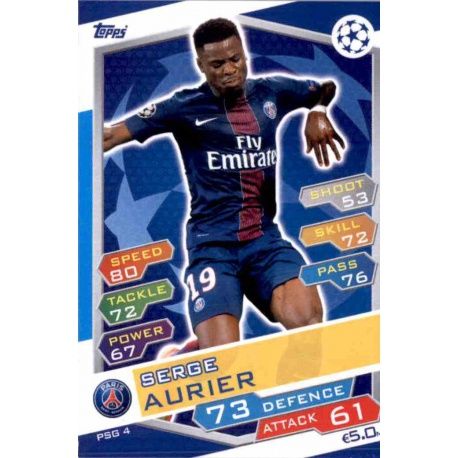 Serge Aurier PSG PSG4 Match Attax Champions 2016-17