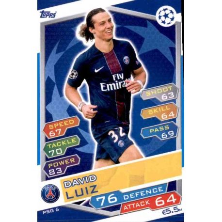 David Luiz PSG PSG6 Match Attax Champions 2016-17