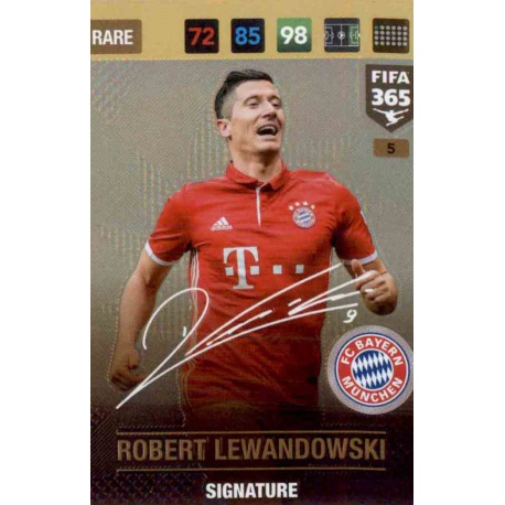 Robert Lewandowski Signature Bayern Munchen 5 FIFA 365 Adrenalyn XL 2017