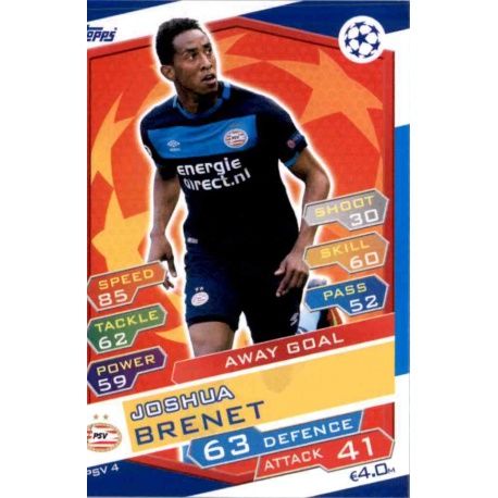 Joshua Brenet Away Goal PSV4 Match Attax Champions 2016-17