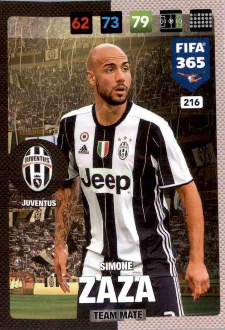 Juventus Team Mates Panini Fifa 365 Cards 2017-216 Simone Zaza 