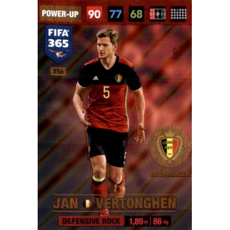 Jan Vertonghen Defensive Rock Belgium 356 FIFA 365 Adrenalyn XL 2017