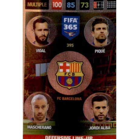 Vidal - Pique - Mascherano - Alba Defensive Line-Up Barcelona 395 FIFA 365 Adrenalyn XL 2017