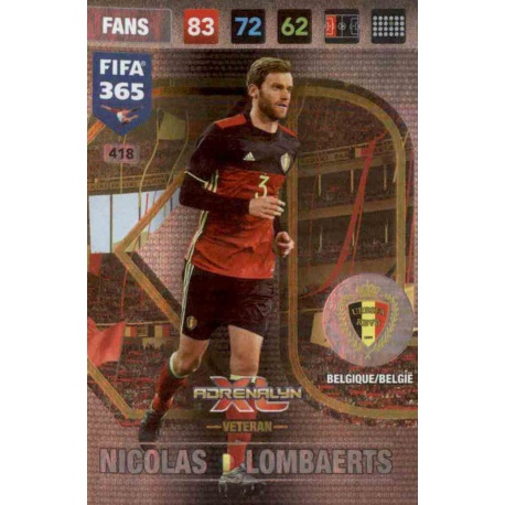 Nicolas Lombaerts Veteran Belgium 418 FIFA 365 Adrenalyn XL 2017
