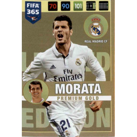 Álvaro Morata Limited Edition Premium Gold Real Madrid FIFA 365 Adrenalyn XL 2017