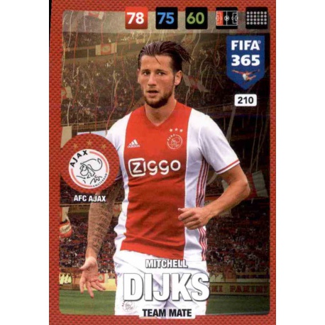 Mitchell Dijks AFC Ajax 210 FIFA 365 Adrenalyn XL 2017 Nordic Edition