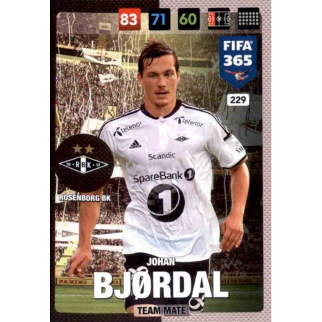 Johan Lædre Bjørdal Rosenborg B.K. 229 FIFA 365 Adrenalyn XL 2017 Nordic Edition