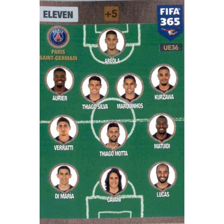 Eleven 4-3-3 Paris Saint Germain UE36 FIFA 365 Adrenalyn XL 2017 Update Edition