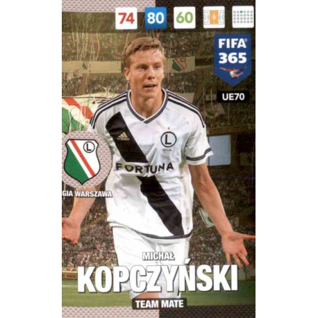 Michał Kopczyński Legia Warszawa UE70 FIFA 365 Adrenalyn XL 2017 Update Edition