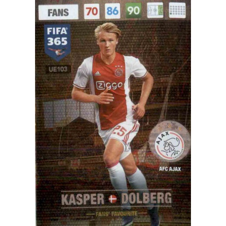 Kasper Dolberg Fans Favourite AFC Ajax UE103 FIFA 365 Adrenalyn XL 2017 Update Edition