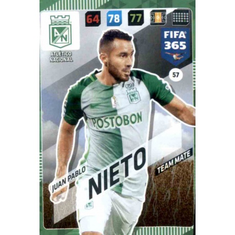 Juan Pablo Nieto Atlético Nacional 57 FIFA 365 Adrenalyn XL 2018