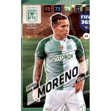 Dayro Moreno Atlético Nacional 63 FIFA 365 Adrenalyn XL 2018
