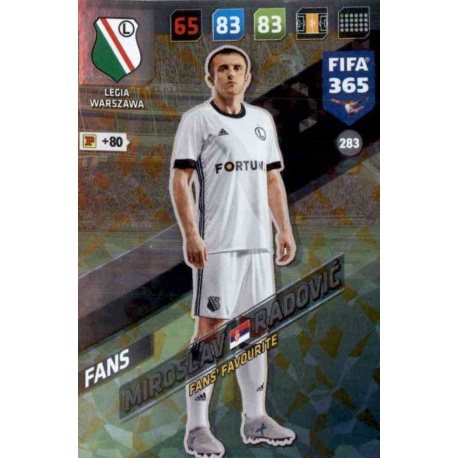 Miroslav Radović Fans Favourite Legia Warszawa 283 FIFA 365 Adrenalyn XL 2018