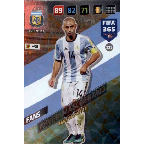 Javier Mascherano Fans Favourite Argentina 335 FIFA 365 Adrenalyn XL 2018