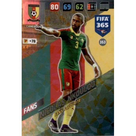 Nicolas Nkoulou Fans Favourite Cameroon 353 FIFA 365 Adrenalyn XL 2018