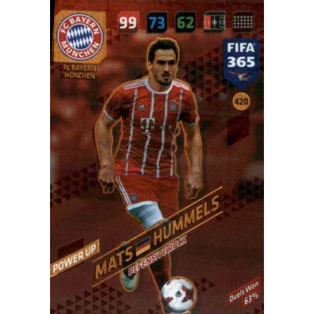 Mats Hummels Defensive Rock Bayern München 420 FIFA 365 Adrenalyn XL 2018