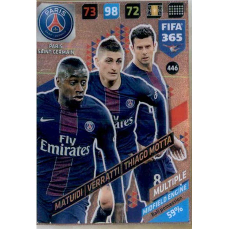 Matuidi - Verratti - Motta Midfield Engine Paris Saint-Germain 446 FIFA 365 Adrenalyn XL 2018