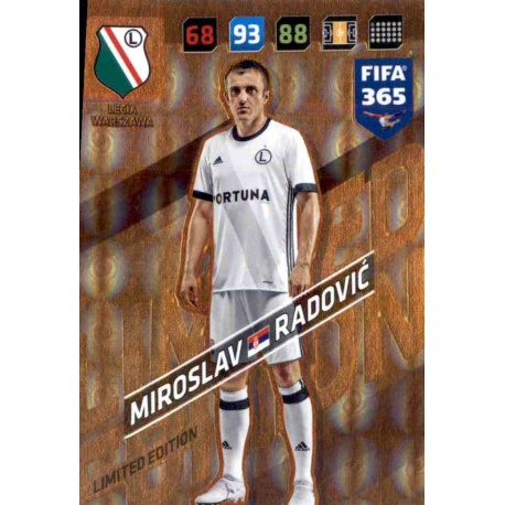 Miroslav Radović Limited Edition Legia Warszawa FIFA 365 Adrenalyn XL 2018